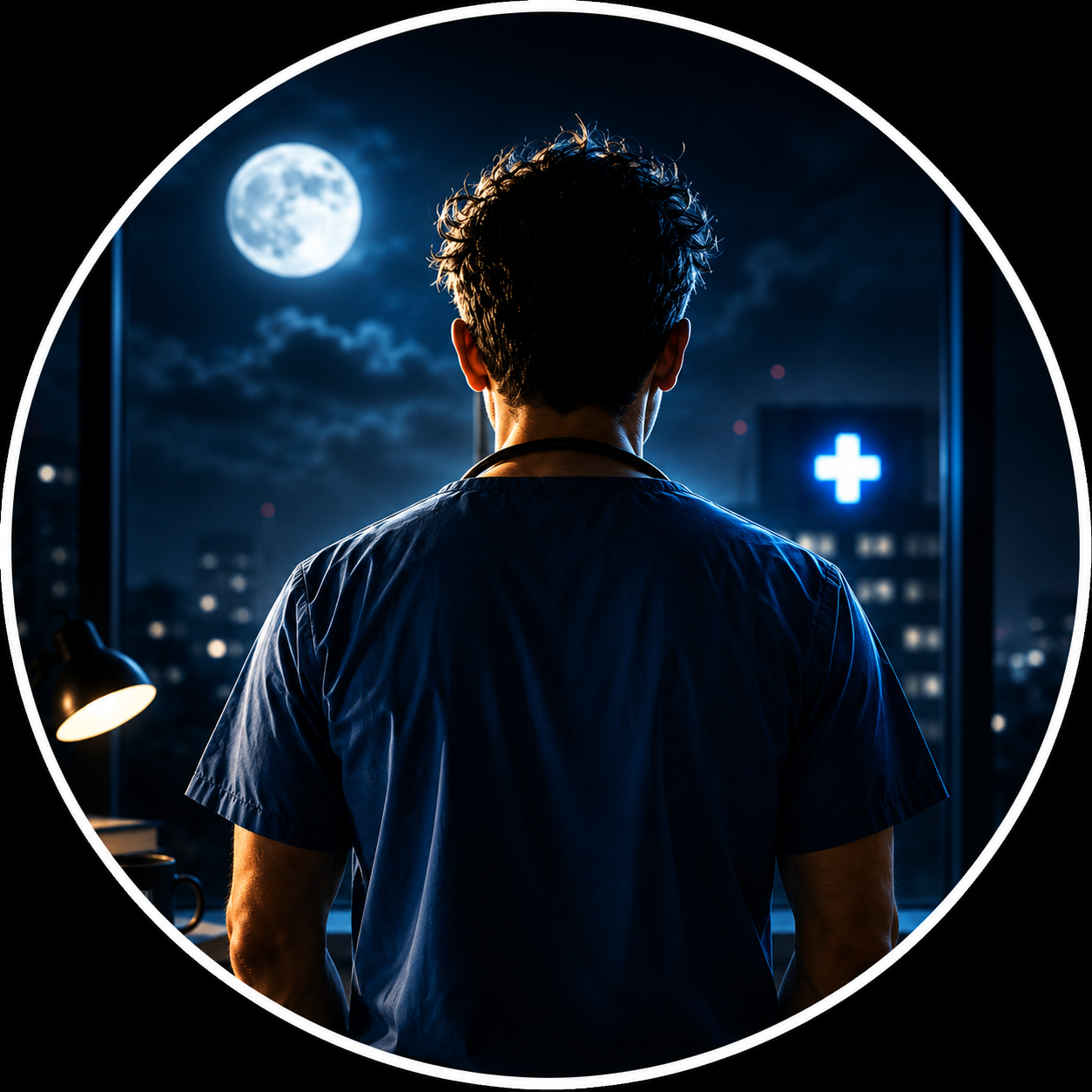 El Enfermero de Noche — mirando la luna desde el hospital